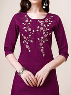 Hand Embroidered Kurta With Pant & Dupatta Set, Multicolor - Hiral Fashion - Distacart