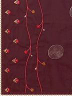 Embroidered Kurta With Pant & Embroidered Organza Dupatta, Multicolor - Hiral Fashion - Distacart