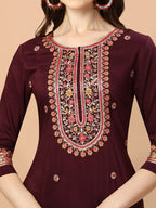 Embroidered Kurta With Pant & Embroidered Organza Dupatta, Multicolor - Hiral Fashion - Distacart