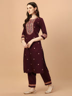 Embroidered Kurta With Pant & Embroidered Organza Dupatta, Multicolor - Hiral Fashion - Distacart