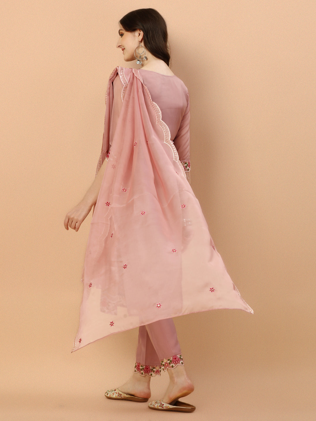 Embroidered Pakistani Kurta With Pant & Dupatta Set, Multicolor - Hiral Fashion - Distacart