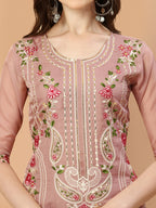 Embroidered Pakistani Kurta With Pant & Dupatta Set, Multicolor - Hiral Fashion - Distacart