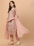 Embroidered Pakistani Kurta With Pant & Dupatta Set, Multicolor - Hiral Fashion - Distacart