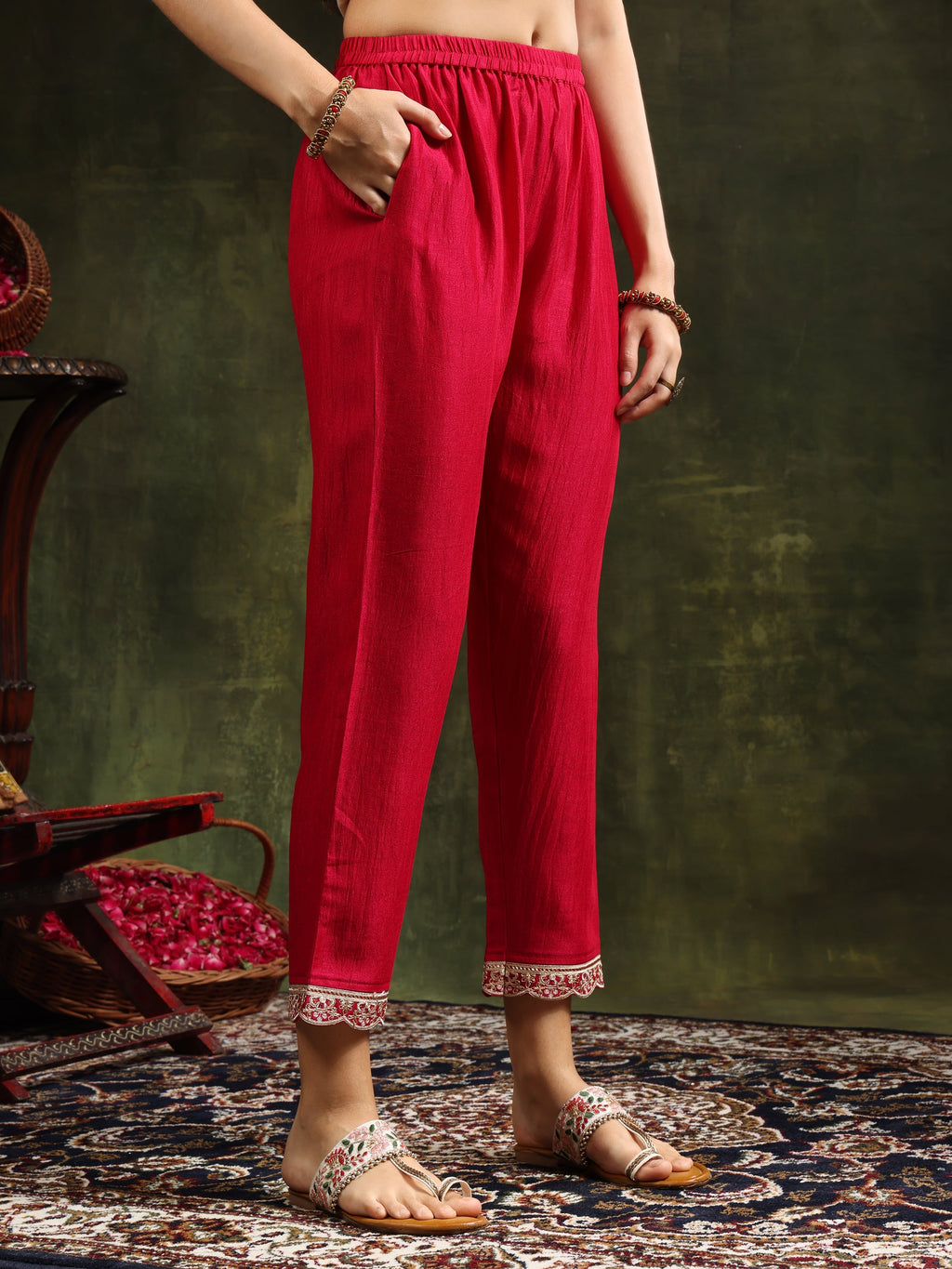 Sequined Embroidered Kurta With Pant & Embroidered Dupatta, Pink - Hiral Fashion - Distacart