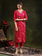 Sequined Embroidered Kurta With Pant & Embroidered Dupatta, Pink - Hiral Fashion - Distacart