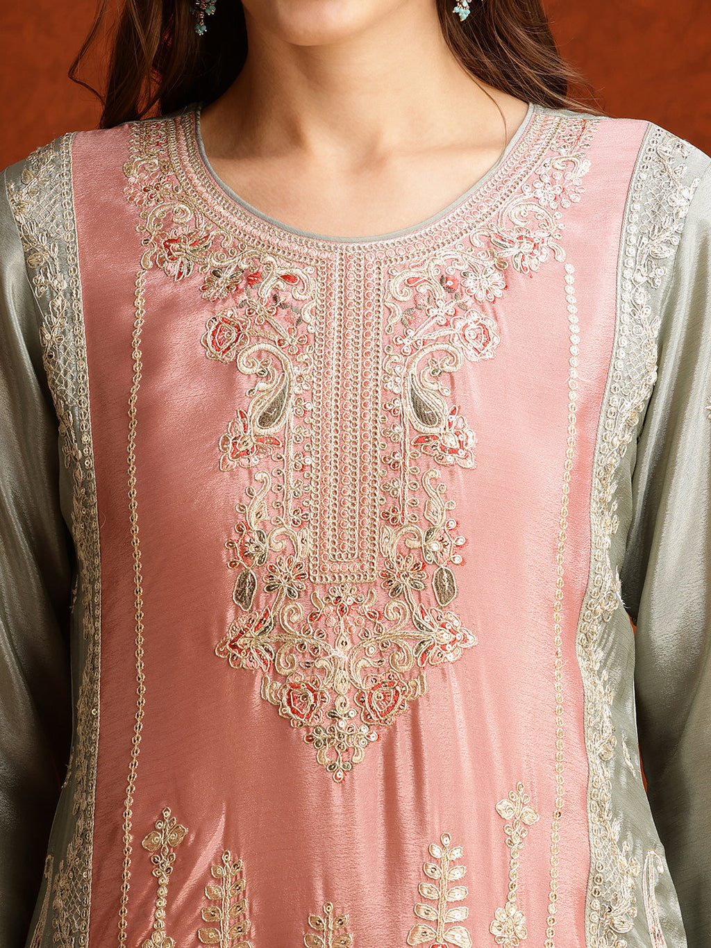 Pakistani Embroidered Kurta With Pant & Embroidered Dupatta, Green - Hiral Fashion - Distacart