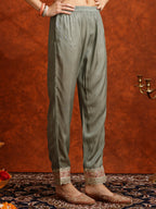 Pakistani Embroidered Kurta With Pant & Embroidered Dupatta, Green - Hiral Fashion - Distacart