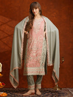 Pakistani Embroidered Kurta With Pant & Embroidered Dupatta, Green - Hiral Fashion - Distacart