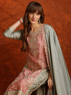 Pakistani Embroidered Kurta With Pant & Embroidered Dupatta, Green - Hiral Fashion - Distacart