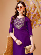 Embroidered Kurta With Pant & Printed Organza Dupatta Premium, Multicolor - Hiral Fashion - Distacart