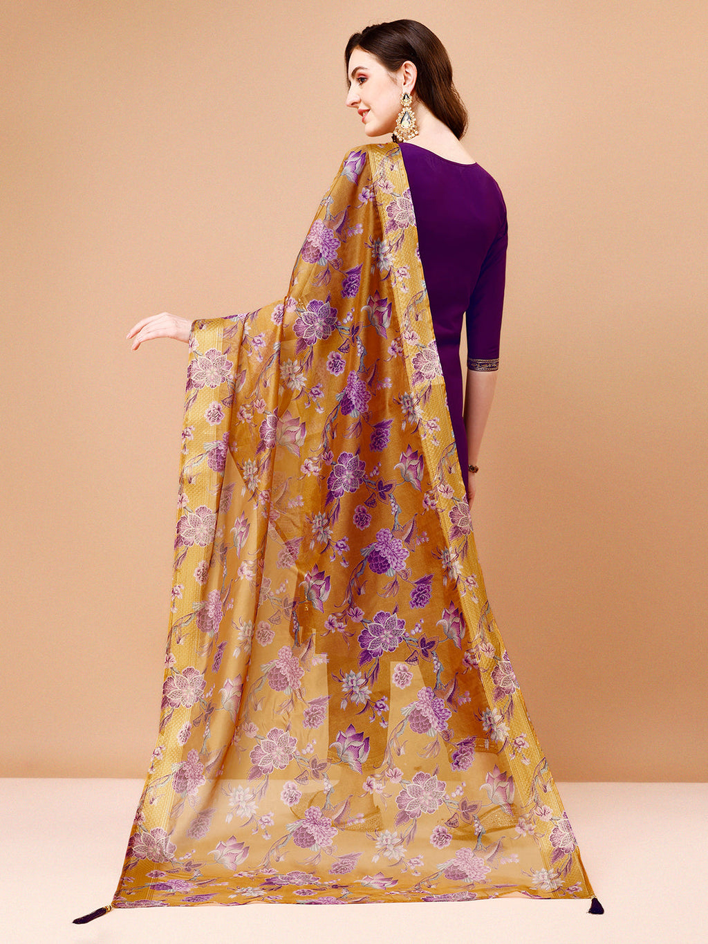 Embroidered Kurta With Pant & Printed Organza Dupatta Premium, Multicolor - Hiral Fashion - Distacart