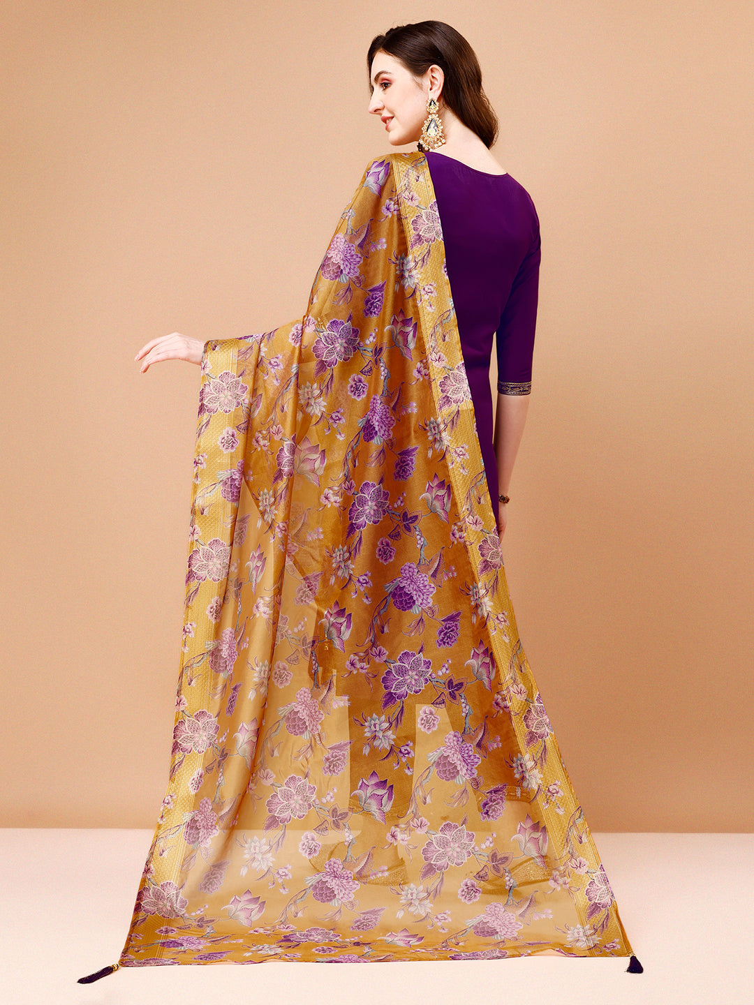 Embroidered Kurta With Pant & Printed Organza Dupatta Premium, Multicolor - Hiral Fashion - Distacart
