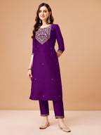 Embroidered Kurta With Pant & Printed Organza Dupatta Premium, Multicolor - Hiral Fashion - Distacart