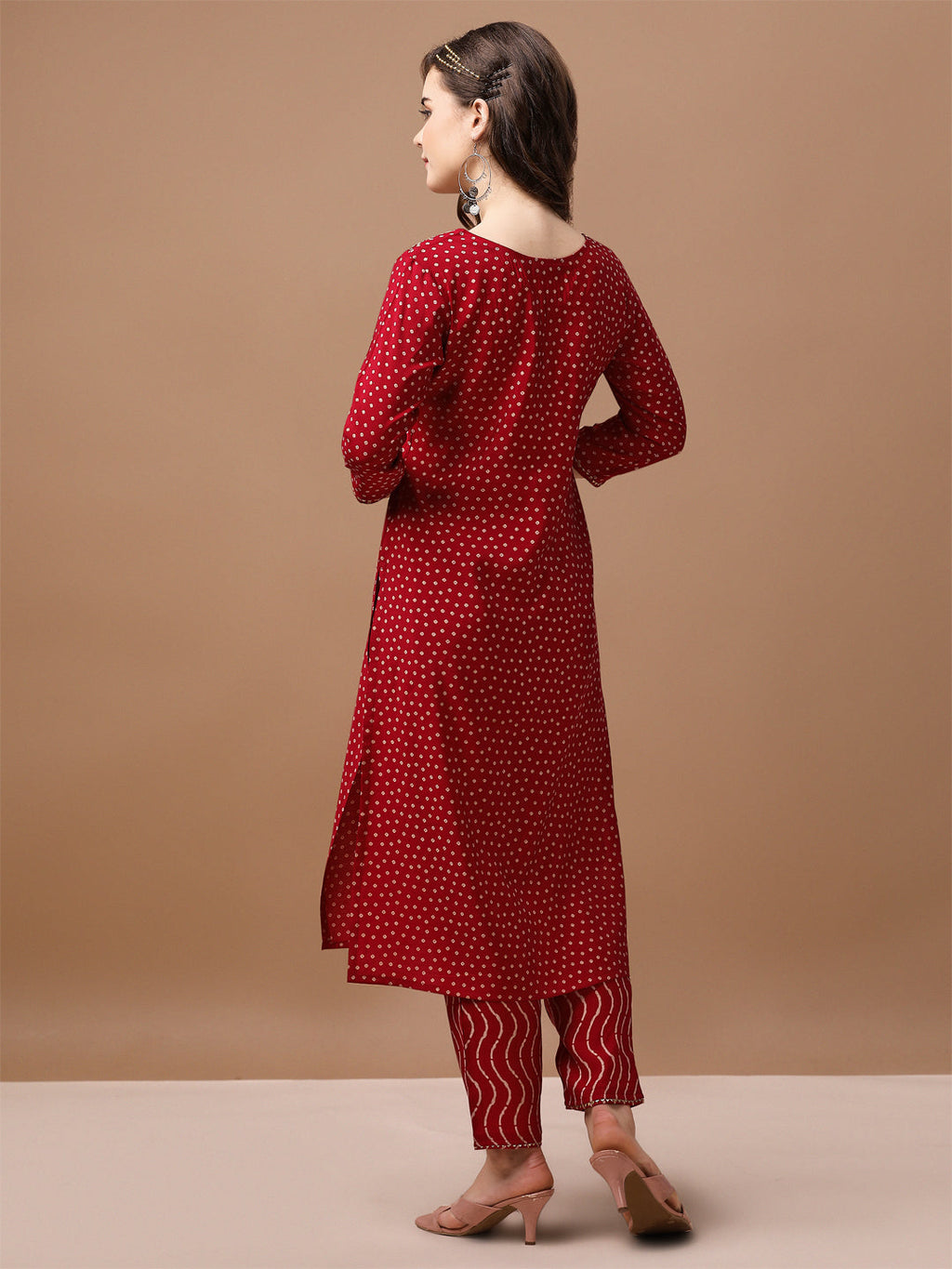 Embroidered & Bandhani Printed Kurta With Pant & Embroidered Dupatta Premium, Multicolor - Hiral Fashion