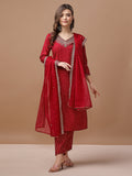 Embroidered & Bandhani Printed Kurta With Pant & Embroidered Dupatta Premium, Multicolor - Hiral Fashion