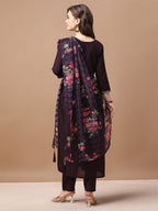 Alia Cut Hand Embroidered Kurta With Pant & Dupatta Premium, Multicolor - Hiral Fashion - Distacart