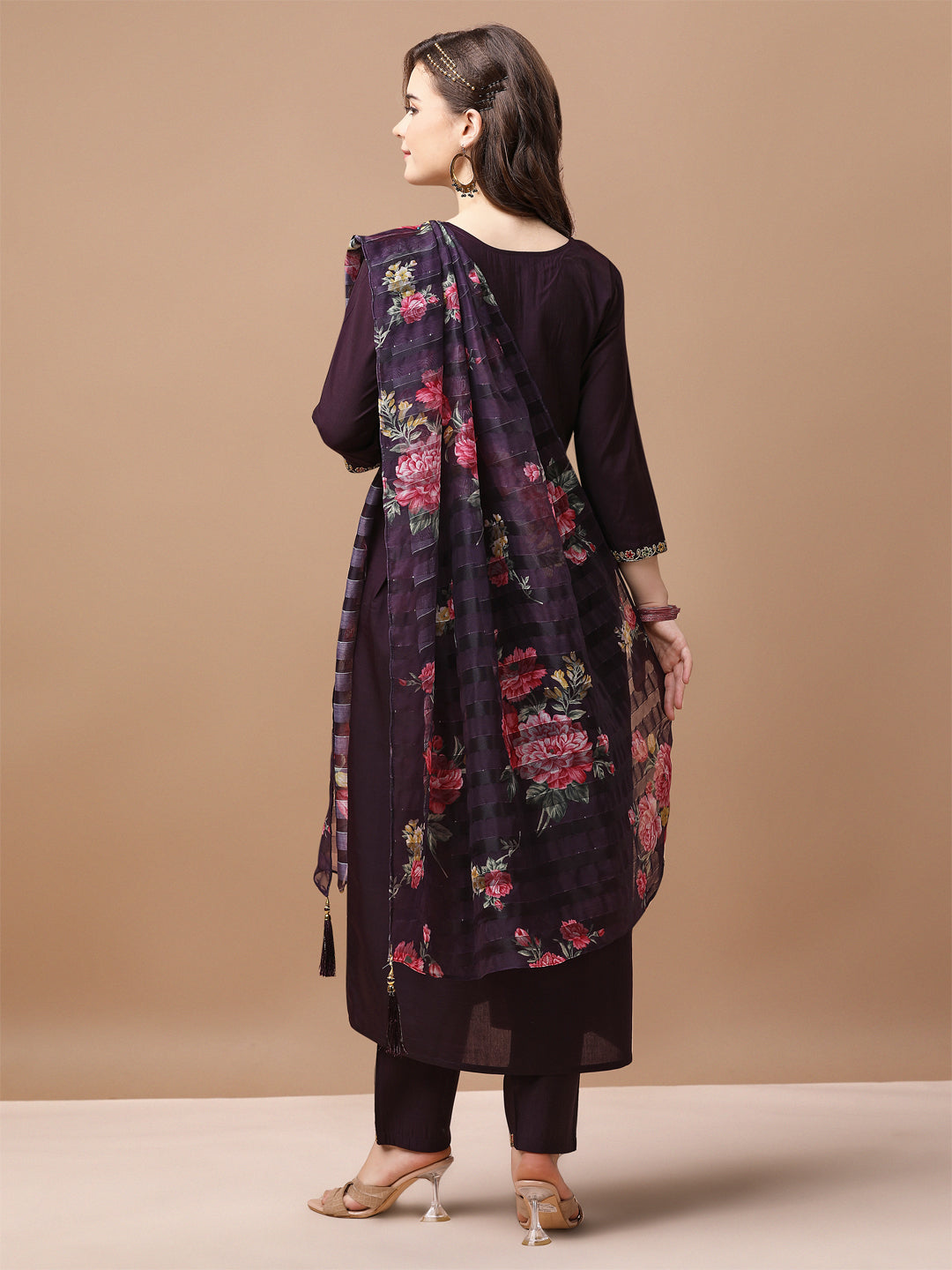 Alia Cut Hand Embroidered Kurta With Pant & Dupatta Premium, Multicolor - Hiral Fashion - Distacart