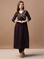Alia Cut Hand Embroidered Kurta With Pant & Dupatta Premium, Multicolor - Hiral Fashion - Distacart
