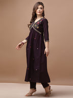 Alia Cut Hand Embroidered Kurta With Pant & Dupatta Premium, Multicolor - Hiral Fashion - Distacart