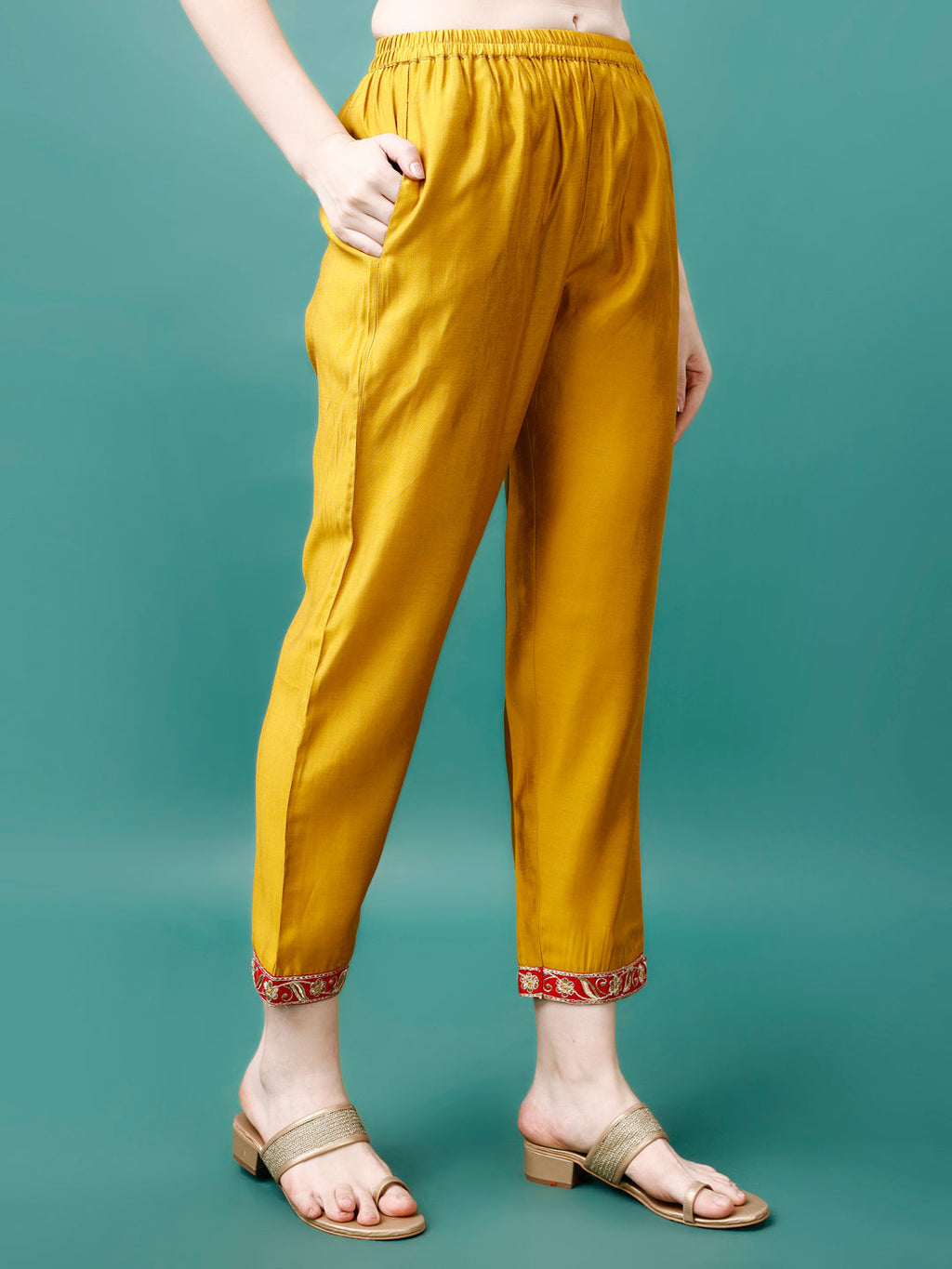Embroidered Kurta With Pant & Banarasi Jacquard Dupatta Premium, Multicolor - Hiral Fashion
