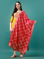 Embroidered Kurta With Pant & Banarasi Jacquard Dupatta Premium, Multicolor - Hiral Fashion