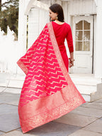Hand Embroidered Rani Kurta With Pant & Banarasi Jacquard Dupatta Premium, Multicolor - Hiral Fashion