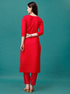 Hand Embroidered Kurta With Pant & Banarasi Jacquard Dupatta Premium, Multicolor - Hiral Fashion - Distacart