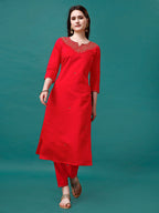 Hand Embroidered Kurta With Pant & Banarasi Jacquard Dupatta Premium, Multicolor - Hiral Fashion - Distacart