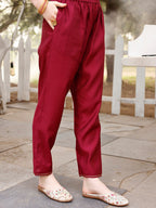 Hand Embroidered Kurta With Pant & Banarasi Jacquard Dupatta, Multicolor - Hiral Fashion