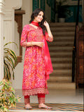 Nyra Cut Embroidered & Printed Kurta With Pant & Dupatta, Pink - Hiral Fashion - Distacart