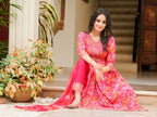 Nyra Cut Embroidered & Printed Kurta With Pant & Dupatta, Pink - Hiral Fashion - Distacart