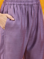 Applique Embroidered Kurta With Pant & Printed Dupatta, Lavender - Hiral Fashion - Distacart