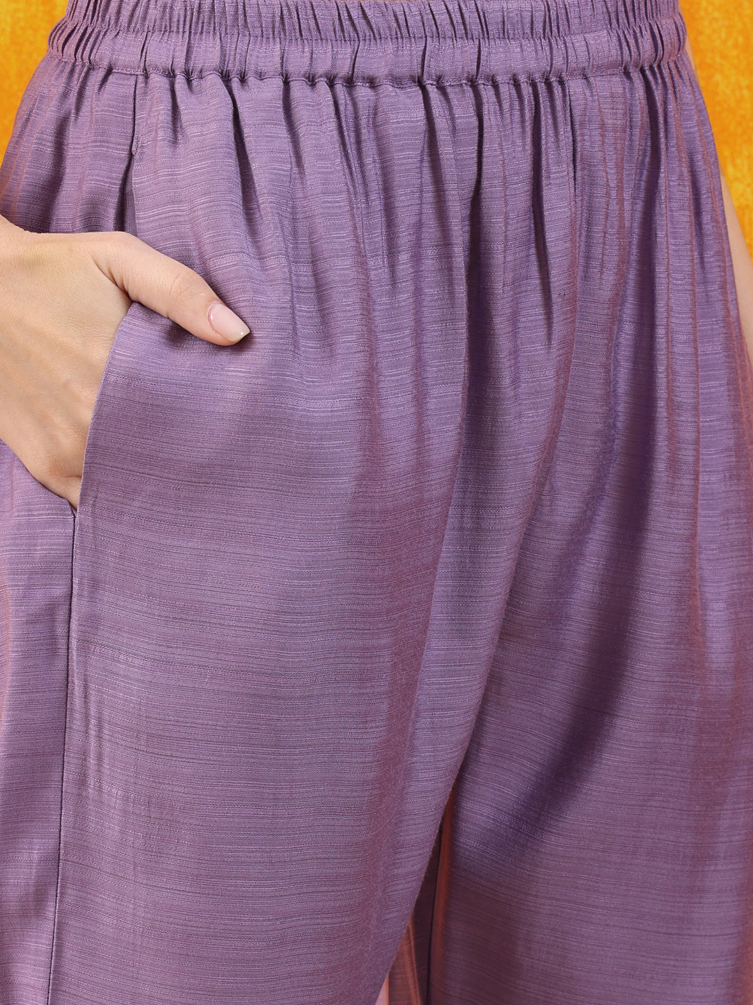 Applique Embroidered Kurta With Pant & Printed Dupatta, Lavender - Hiral Fashion - Distacart