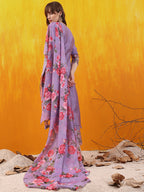Applique Embroidered Kurta With Pant & Printed Dupatta, Lavender - Hiral Fashion - Distacart