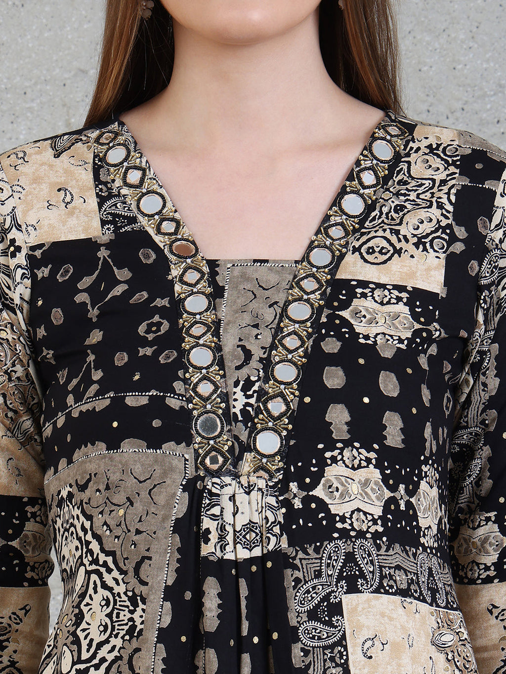 Hand Embroidered & Printed Kurta With Palazzo Pants, Black - Hiral Fashion - Distacart