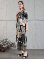 Hand Embroidered & Printed Kurta With Palazzo Pants, Black - Hiral Fashion - Distacart