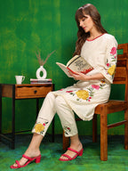 Versatile Embroidered Co Ords, Beige - Hiral Fashion - Distacart