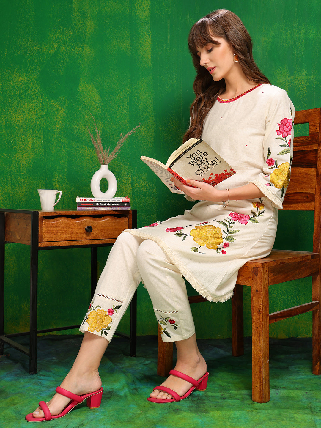Versatile Embroidered Co Ords, Beige - Hiral Fashion - Distacart