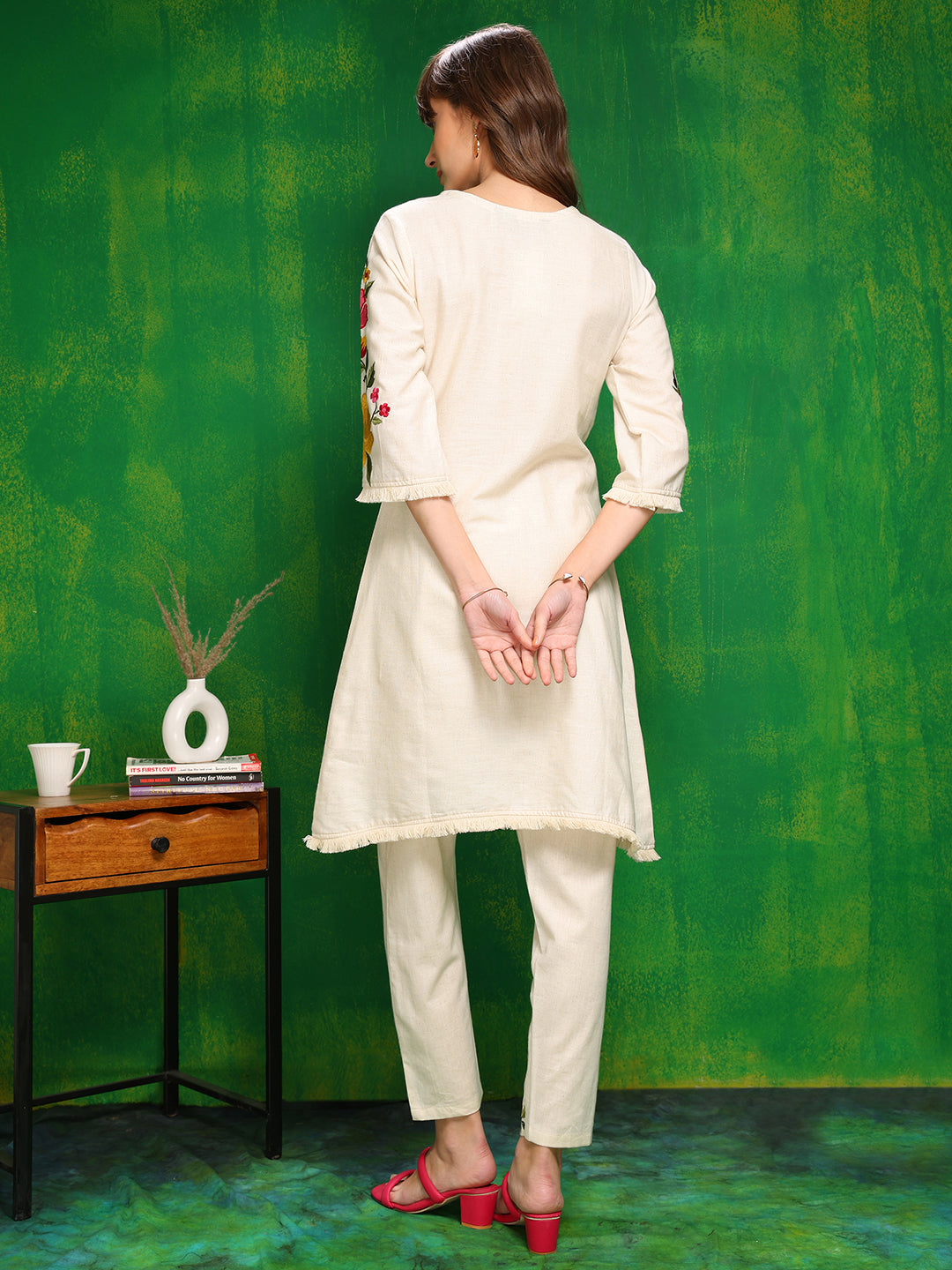 Versatile Embroidered Co Ords, Beige - Hiral Fashion - Distacart