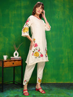 Versatile Embroidered Co Ords, Beige - Hiral Fashion - Distacart