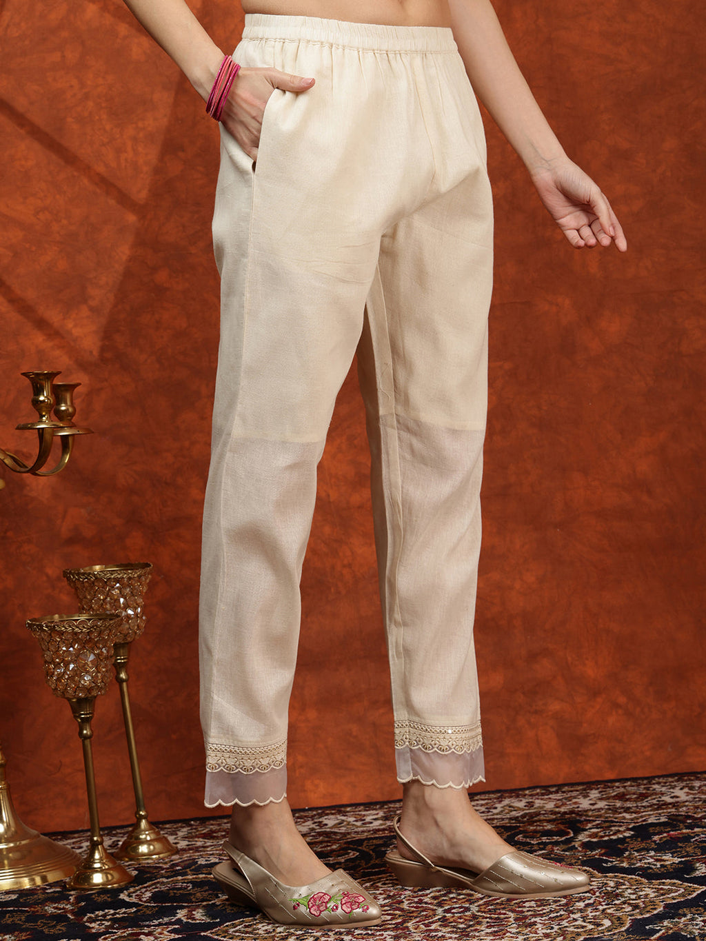 Chikankari & Embroidered Kurta With Pant & Printed Dupatta, White - Hiral Fashion - Distacart