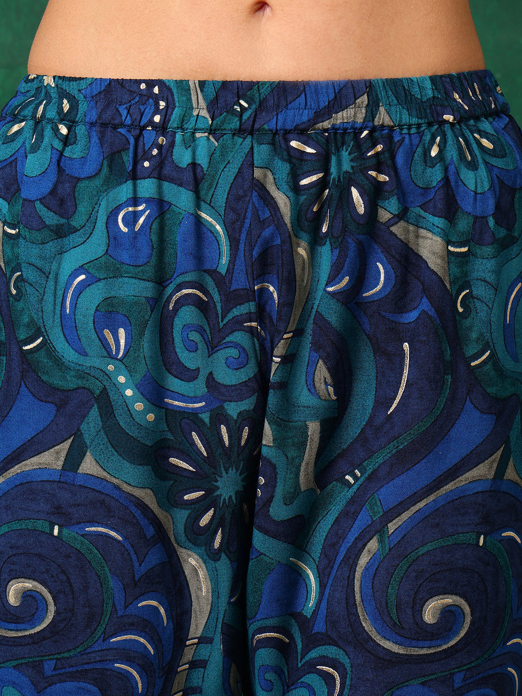 Sequined Embroidered & Printed Kurta With Pant & Embroidered Dupatta, Blue - Hiral Fashion - Distacart