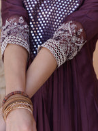 Mirror Embroidered Kurta With Pant & Embroidered Dupatta, Mauve - Hiral Fashion - Distacart
