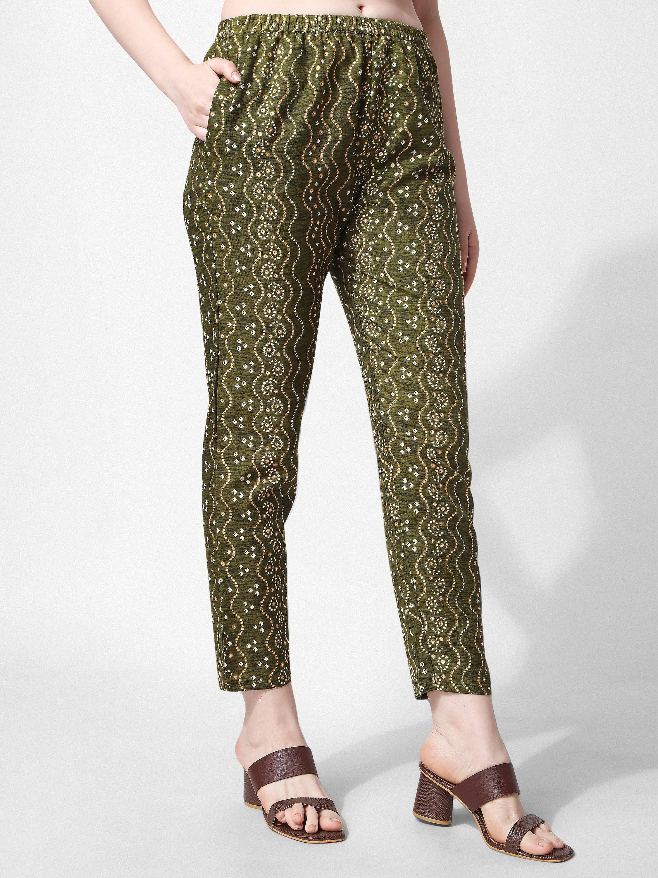 Nayra Cut Bandhani Printed & Embroidered Green Kurta With Pant & Dupatta Set, Multicolor - Hiral Fashion