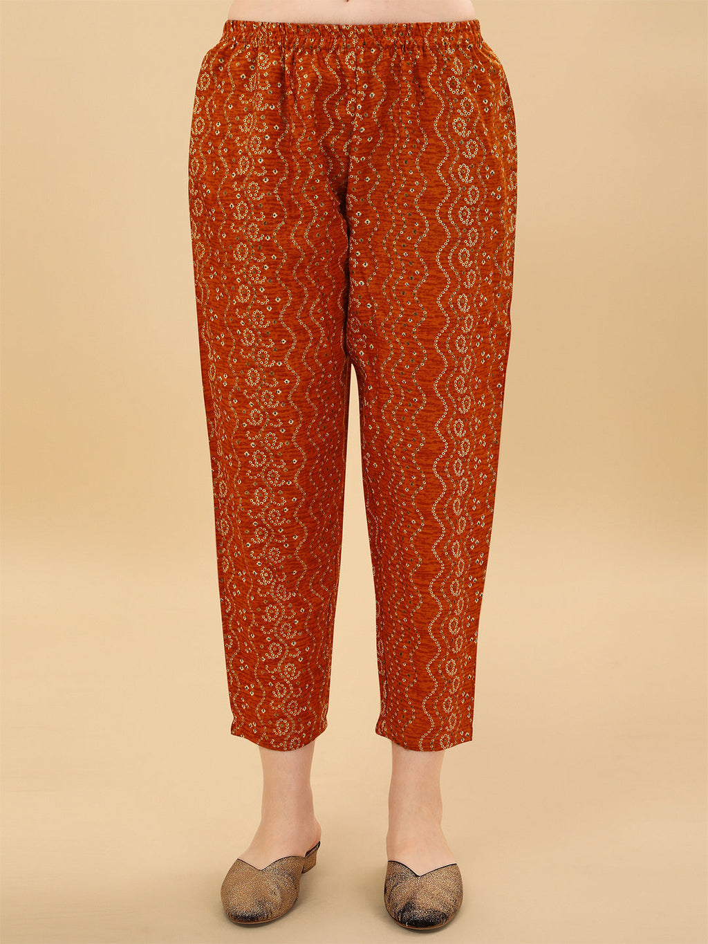 Nayra Cut Bandhani Printed & Embroidered Orange Kurta With Pant & Dupatta Set, Multicolor - Hiral Fashion
