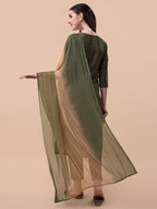 Embroidered Kurta With Pant And Dupatta Set, Multicolor - Hiral Fashion - Distacart