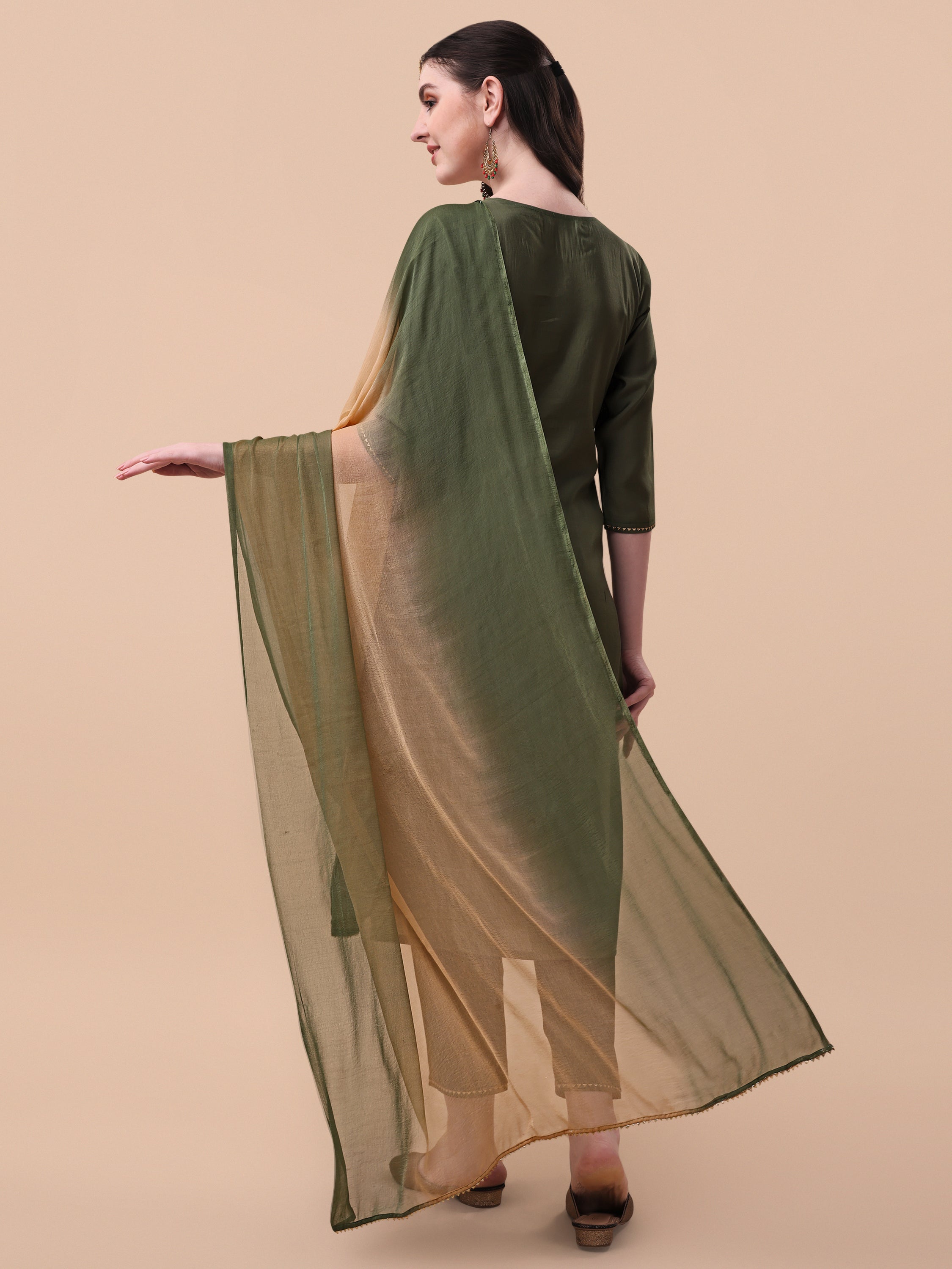 Embroidered Kurta With Pant And Dupatta Set, Multicolor - Hiral Fashion - Distacart
