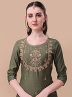 Embroidered Kurta With Pant And Dupatta Set, Multicolor - Hiral Fashion - Distacart