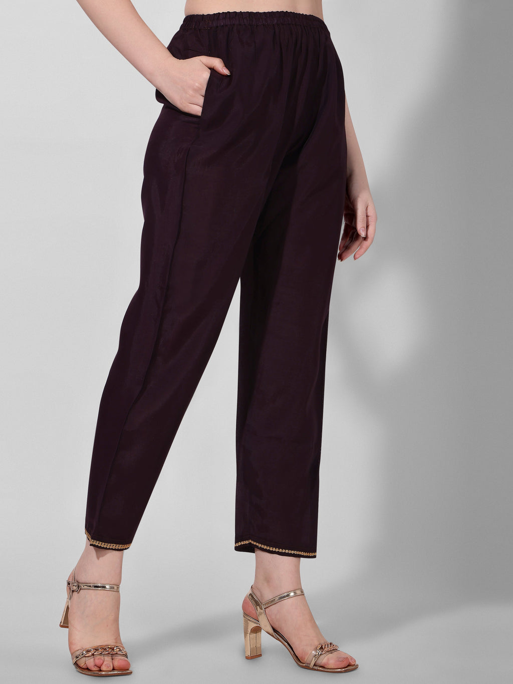Wine Embroidered Kurta Pant & Dupatta Set, Multicolor - Hiral Fashion - Distacart