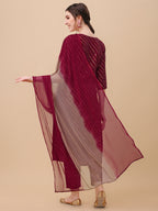 Leheriya Printed & Embroidered Kurta With Pant & Dupatta Set, Multicolor - Hiral Fashion - Distacart